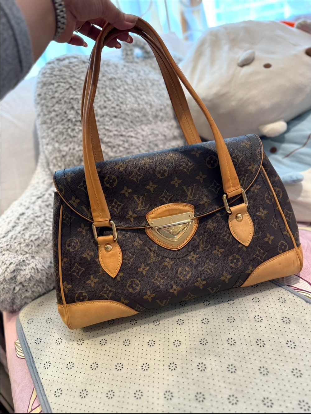 Louis Vuitton Monogram Top-Handle Satchel in Brown and Tan - Picture 7 of 9